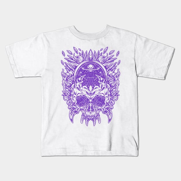 Universe Geometric Horned Skull Kids T-Shirt by Stayhoom